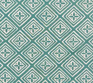 China Seas Fabric: Fiorentina - Teal on Tinted Linen / Cotton