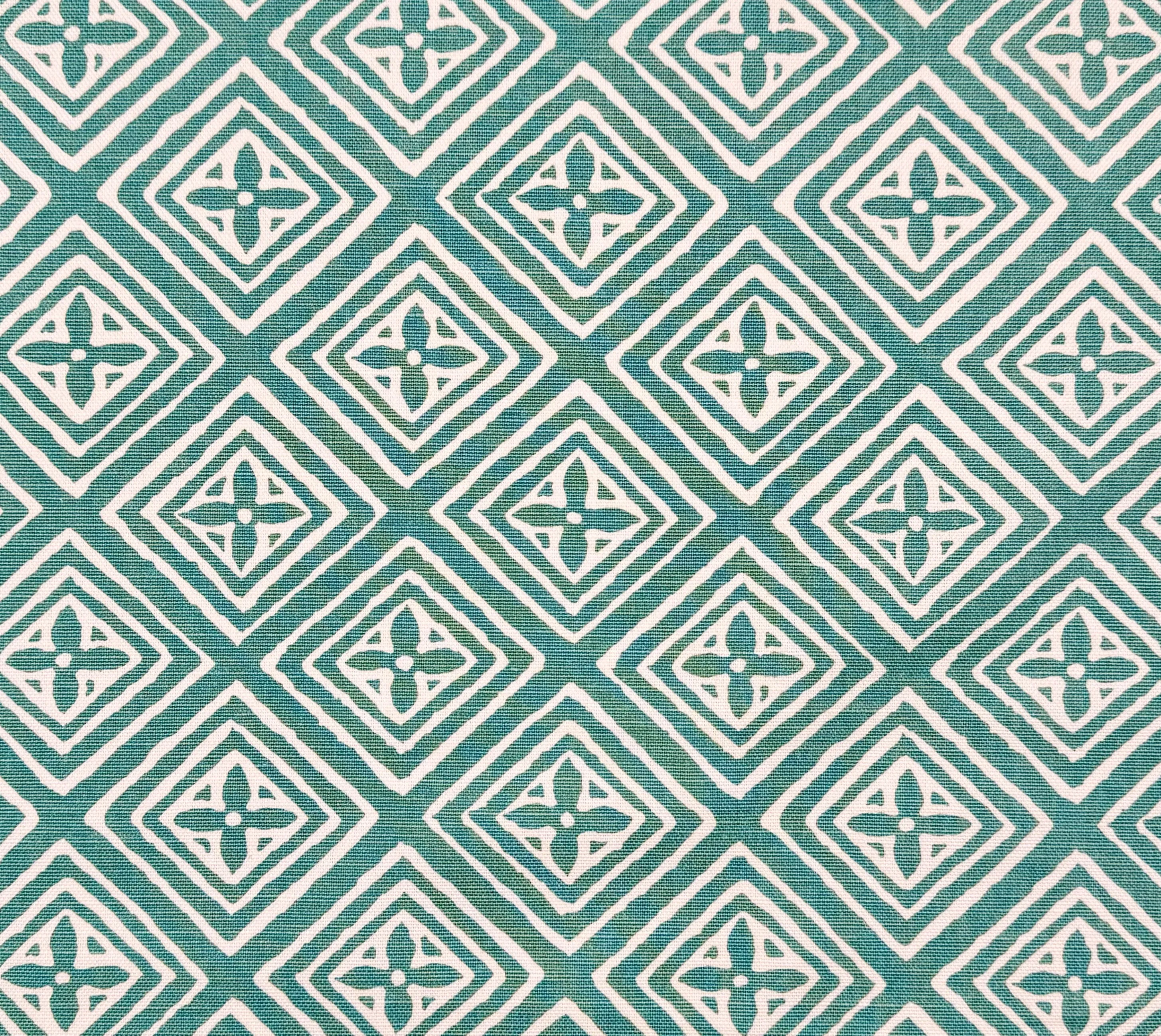 China Seas Fabric: Fiorentina - Teal on Tinted Linen / Cotton