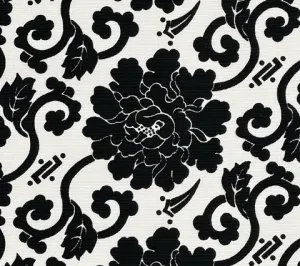 China Seas Fabric: Florals Custom Black on Tinted Belgian Linen / Cotton