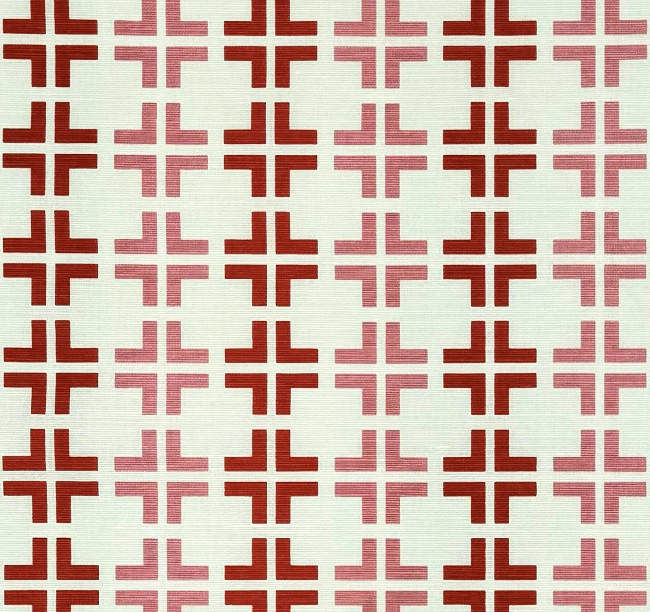 China Seas Fabric: Frowick Small Scale - Custom Red / Pink on Tinted Belgian Linen / Cotton
