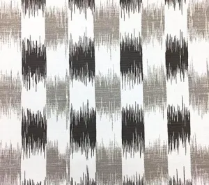 China Seas Fabric: II Blue Ikat - Custom Gray / Steel Gray on White Belgian Linen / Cotton