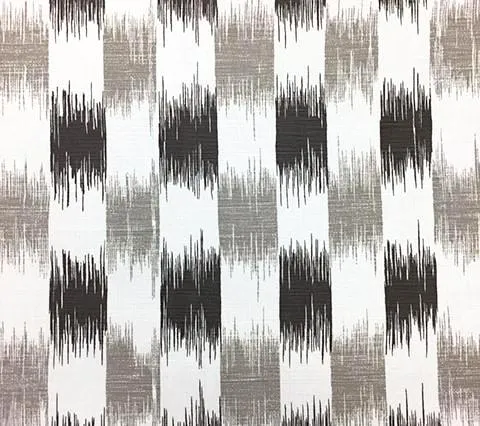 China Seas Fabric: II Blue Ikat - Custom Gray / Steel Gray on White Belgian Linen / Cotton