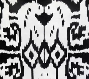 China Seas Fabric: Island Ikat - Custom Black on White Belgian Linen / Cotton