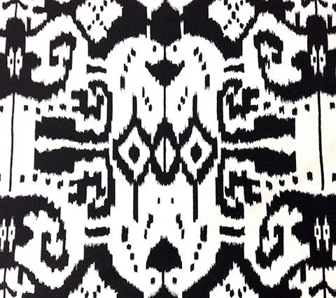China Seas Fabric: Island Ikat - Custom Black on White Belgian Linen / Cotton