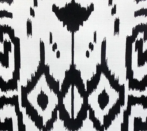 China Seas Fabric: Island Ikat - Custom Black on White Belgian Linen / Cotton