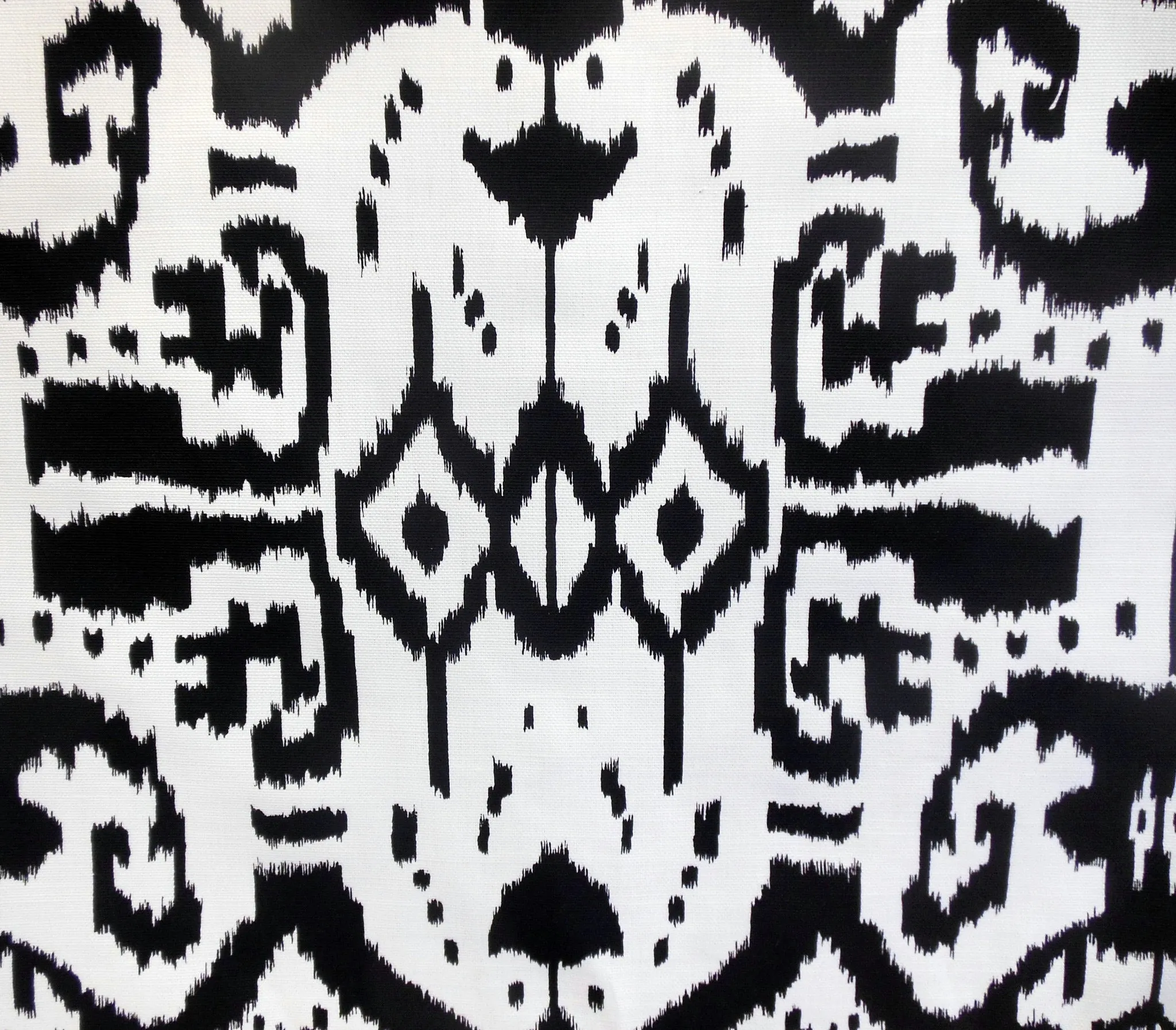 China Seas Fabric: Island Ikat - Custom Black on White Belgian Linen / Cotton