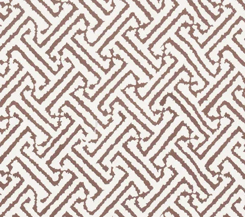 China Seas Fabric: Java Grande - Custom New Brown on White Belgian Linen / Cotton