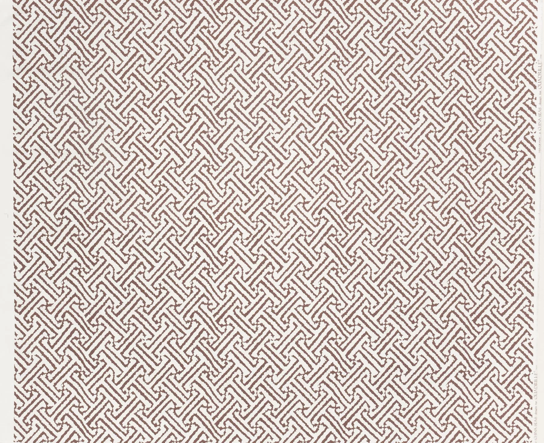 China Seas Fabric: Java Grande - Custom New Brown on White Belgian Linen / Cotton