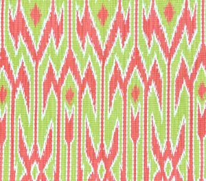 China Seas Fabric: Lucaya Ikat - Custom Orange / Green on Light-Tint Soft Linen / Cotton Blend (Imported from Italy)