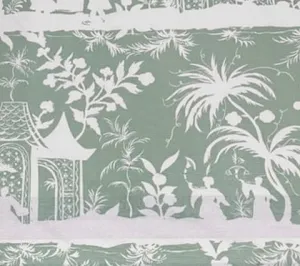 China Seas Fabric: Lyford Background - Custom Spring Break on White Belgian Linen / Cotton