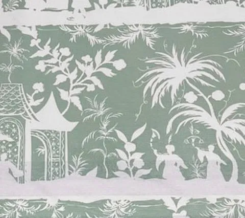 China Seas Fabric: Lyford Background - Custom Spring Break on White Belgian Linen / Cotton