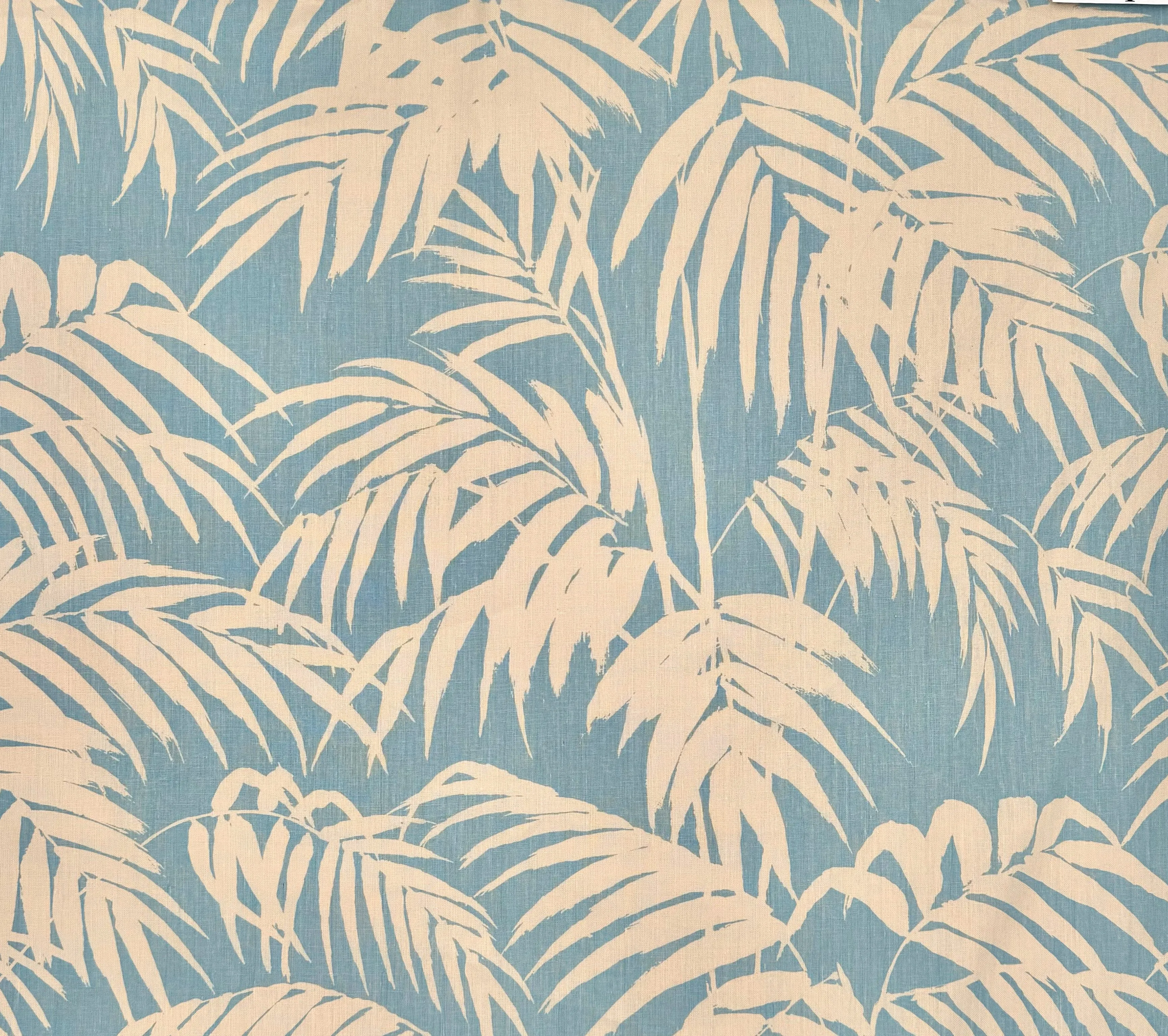 China Seas Fabric: Martinique Reverse - Custom New Blue on Tan 100% Linen