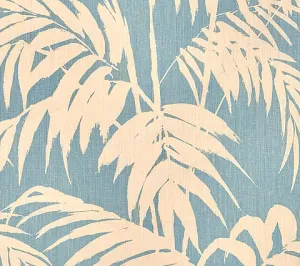 China Seas Fabric: Martinique Reverse - Custom New Blue on Tan 100% Linen
