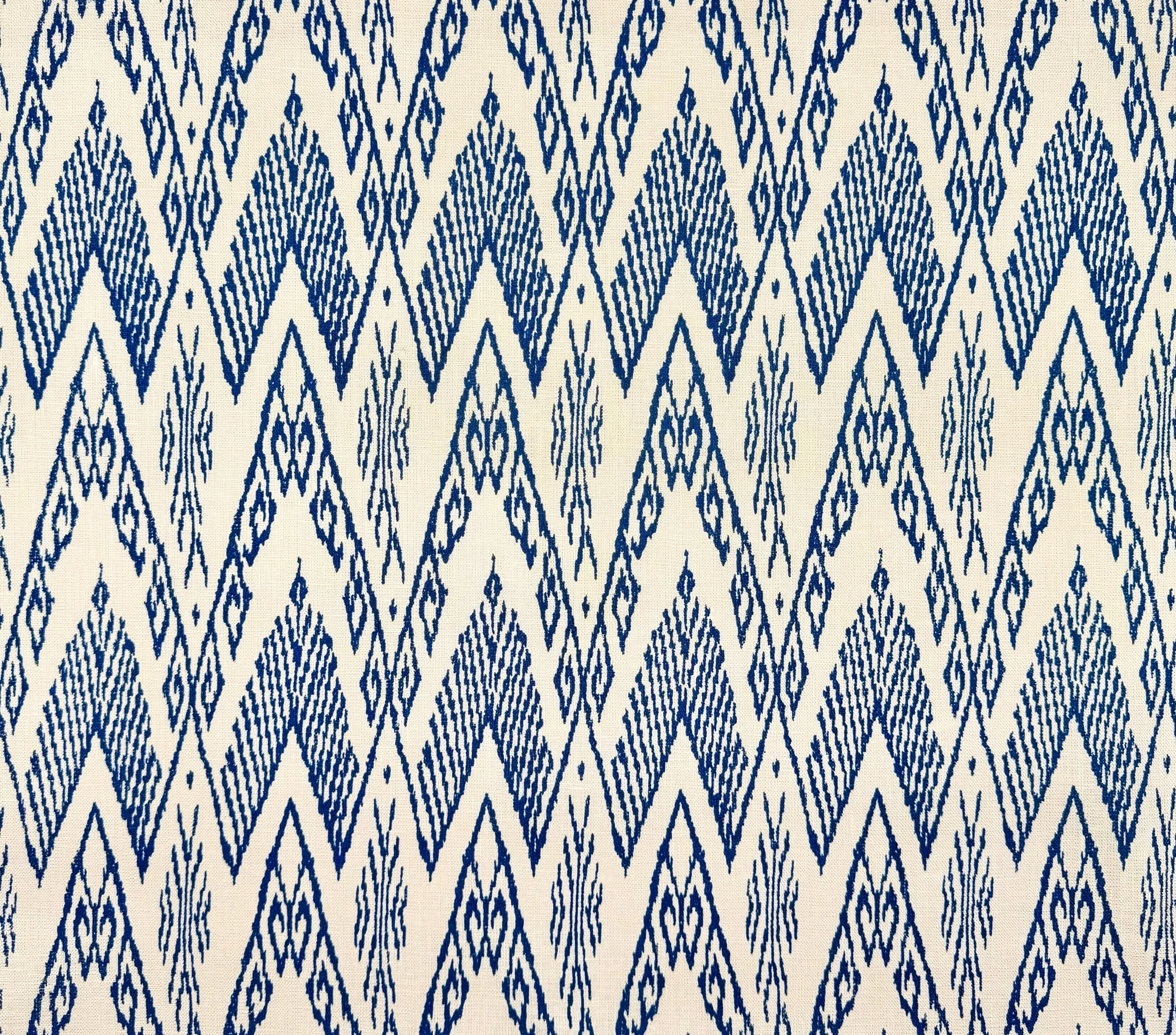 China Seas Fabric: Raffles - Custom New Navy on Tan 100% Linen