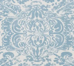 China Seas Fabric: San Marco - Custom Zibby Blue on White Belgian Linen / Cotton