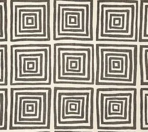 China Seas Fabric: Ziggurat - Custom Steel Gray on Tan 100% Linen