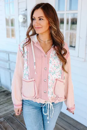 Clare Floral Quilted Jacket - Pink Multi