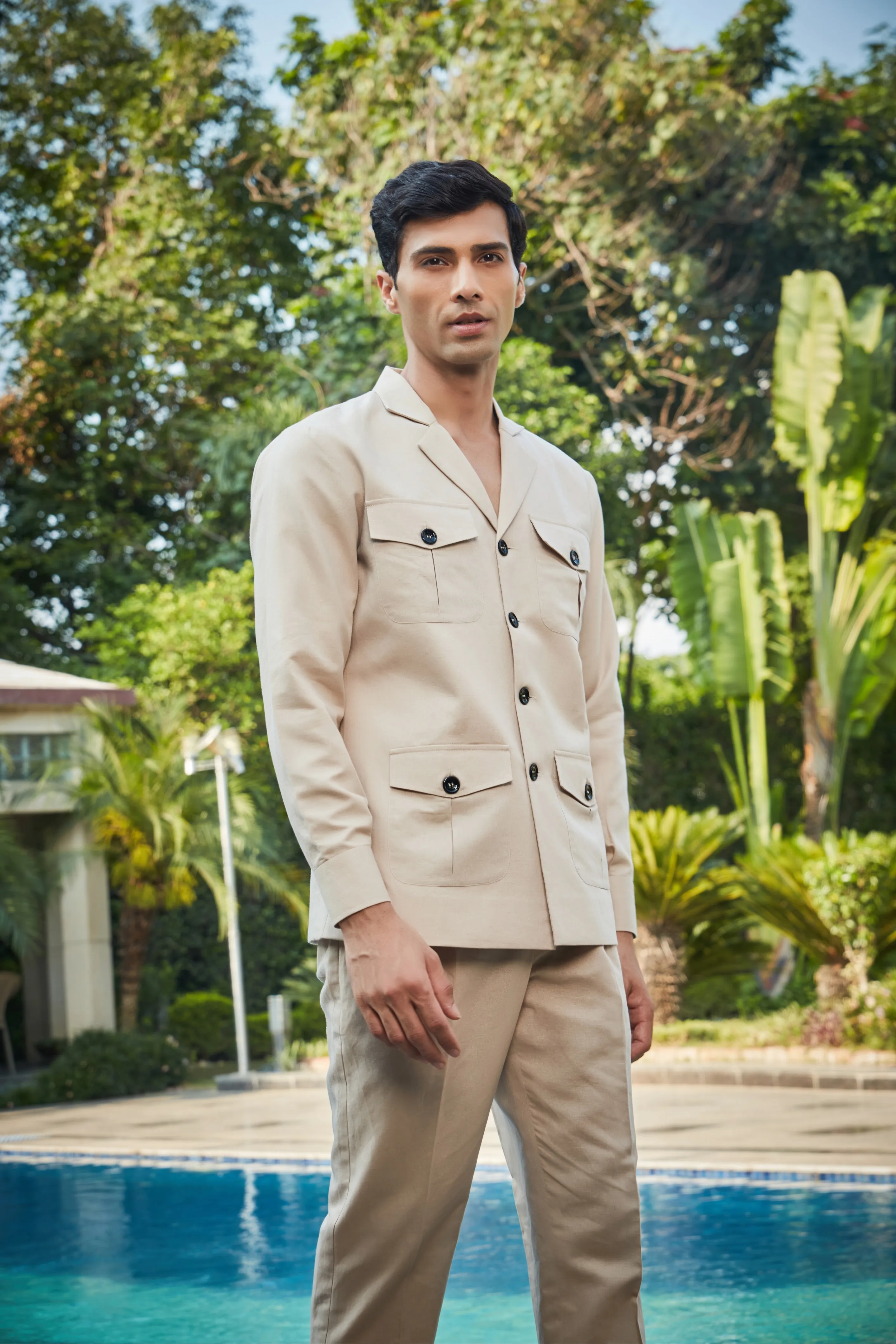 Clive- Beige Linen Shacket set