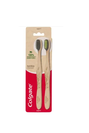 COLGATE Tooth Brush Bamboo Charcoal Soft 2 Pack