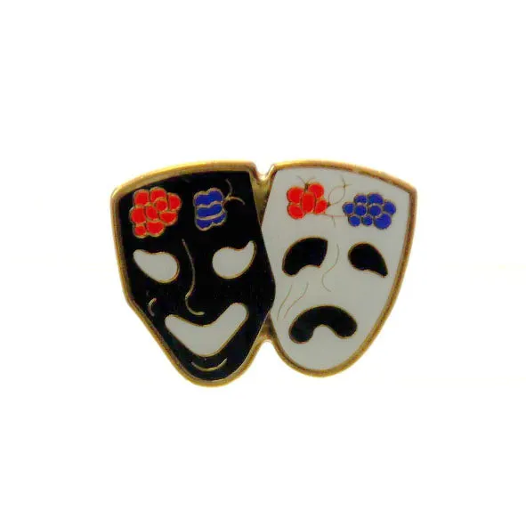 Comedy & Tragedy Hat Tac Pin, Black & White