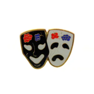 Comedy & Tragedy Hat Tac Pin, Black & White
