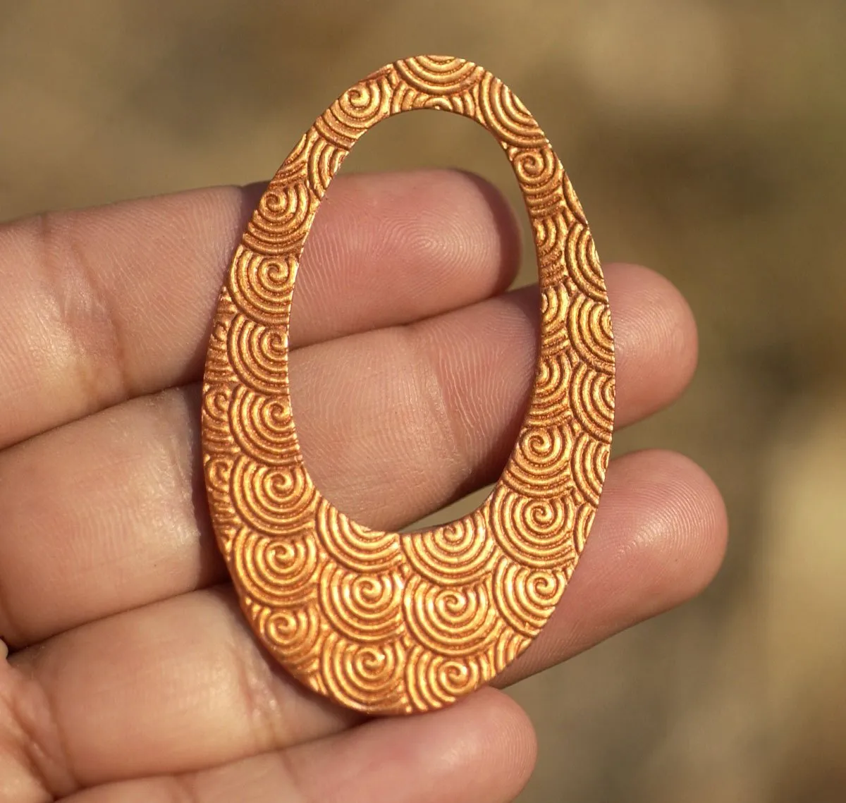 Copper Teardrop 56mm x 34mm Spiral Pattern Blanks Shape Cutout Blank for Enameling Metalworking Jewelry Making