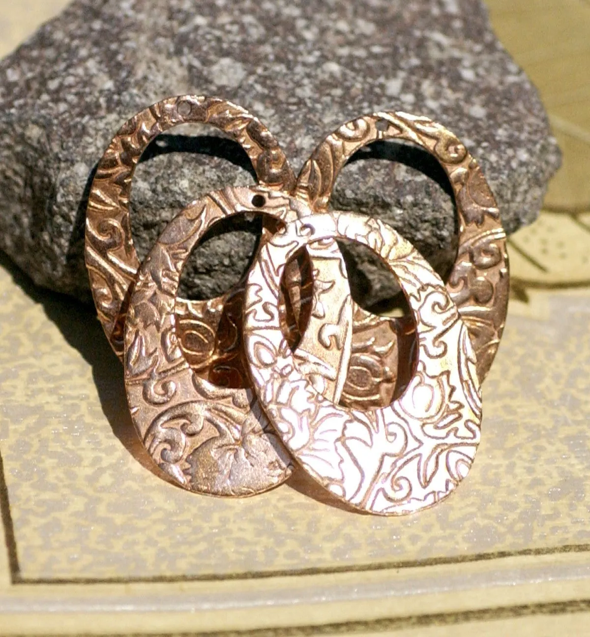 Copper Teardrop Hoops 22g Shape Cutout Blank for Stamping, Enameling, Metalworking, Patinas Blanks Variety of Metals - 4 pieces