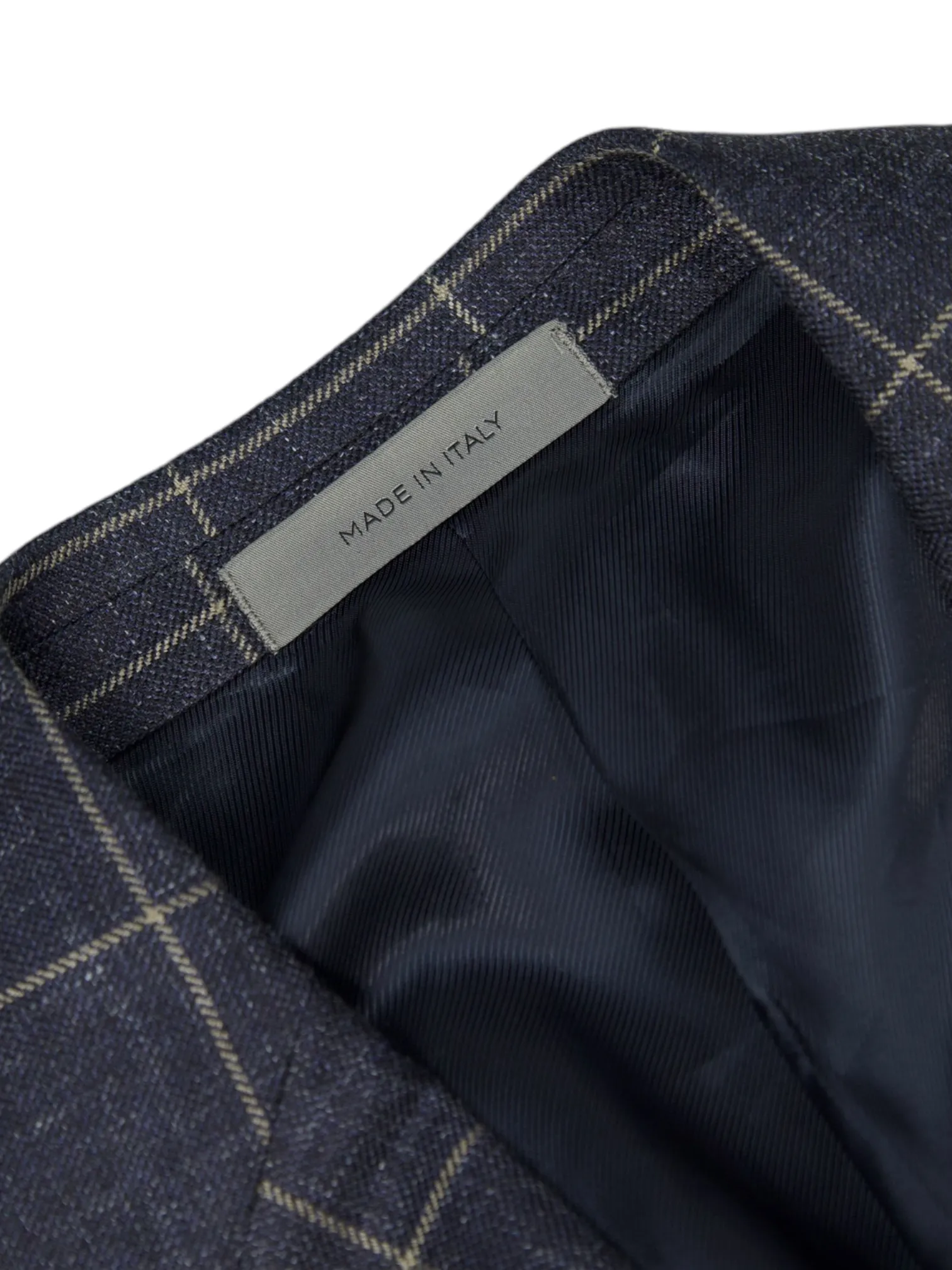 Corneliani Dark Blue Wool, Silk & Linen Windowpane Jacket