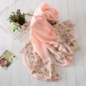 Cotton and Linen Embroidered Scarf