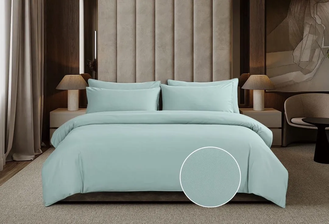 Cotton Co Gigi Duck Egg Embossed Micro Satin Duvet Cover Set