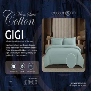 Cotton Co Gigi Duck Egg Embossed Micro Satin Duvet Cover Set