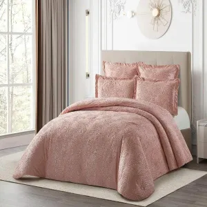 Cotton Co Helsinki Jacquard Comforter 5 Piece Queen Dusty Pink HLP10