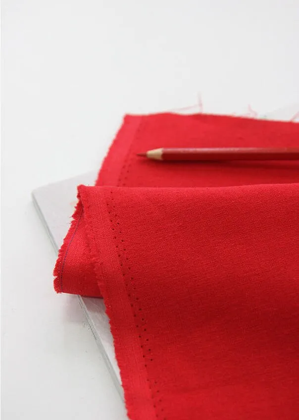 Cotton Linen Fabric, Solid Linen Blend, Christmas Colors, Red Cotton Linen, Green Cotton Linen, Quality Korean Fabric  - By the Yard /86743
