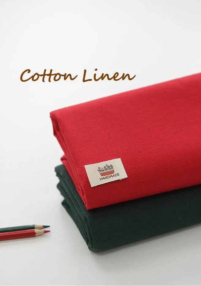 Cotton Linen Fabric, Solid Linen Blend, Christmas Colors, Red Cotton Linen, Green Cotton Linen, Quality Korean Fabric  - By the Yard /86743