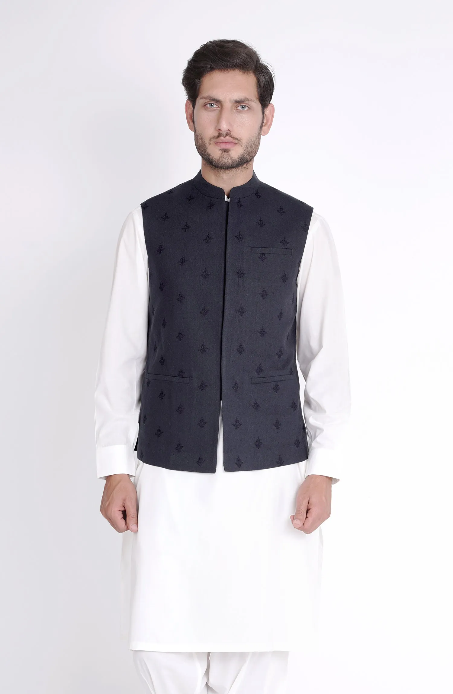 Cotton Linen Schiffli Mens Wai