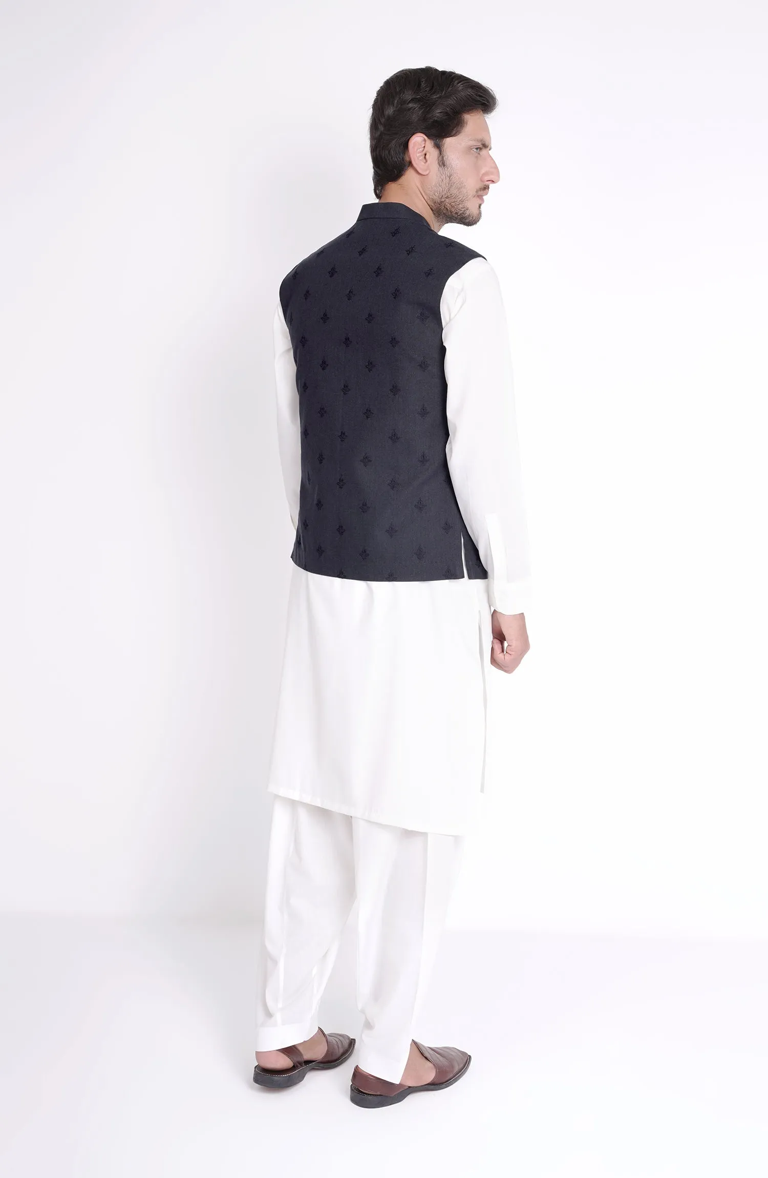 Cotton Linen Schiffli Mens Wai