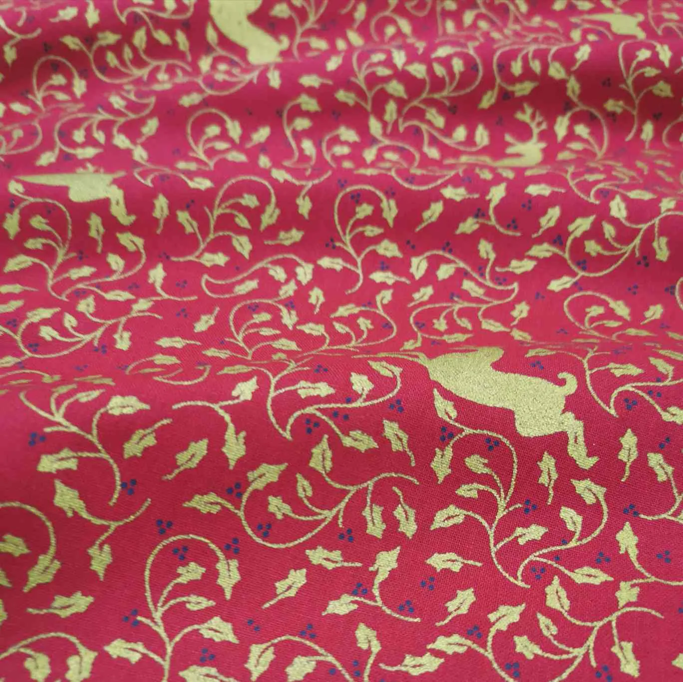 Cotton Poplin, Christmas Reindeer, Red