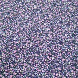 Cotton Poplin, Libby Floral, Pink on Ink