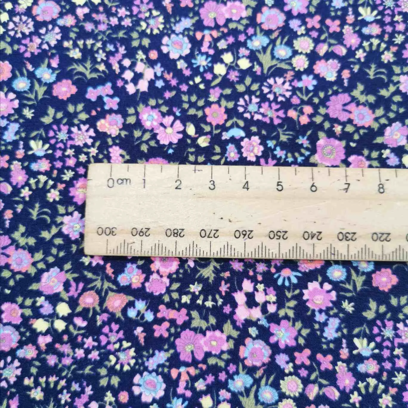 Cotton Poplin, Libby Floral, Pink on Ink