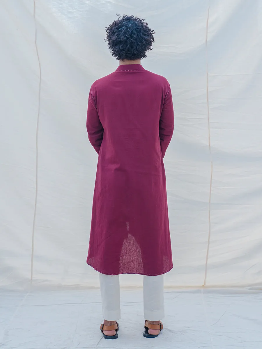 Cotton X Linen in Maroon Kurta