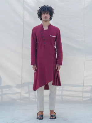 Cotton X Linen in Maroon Kurta