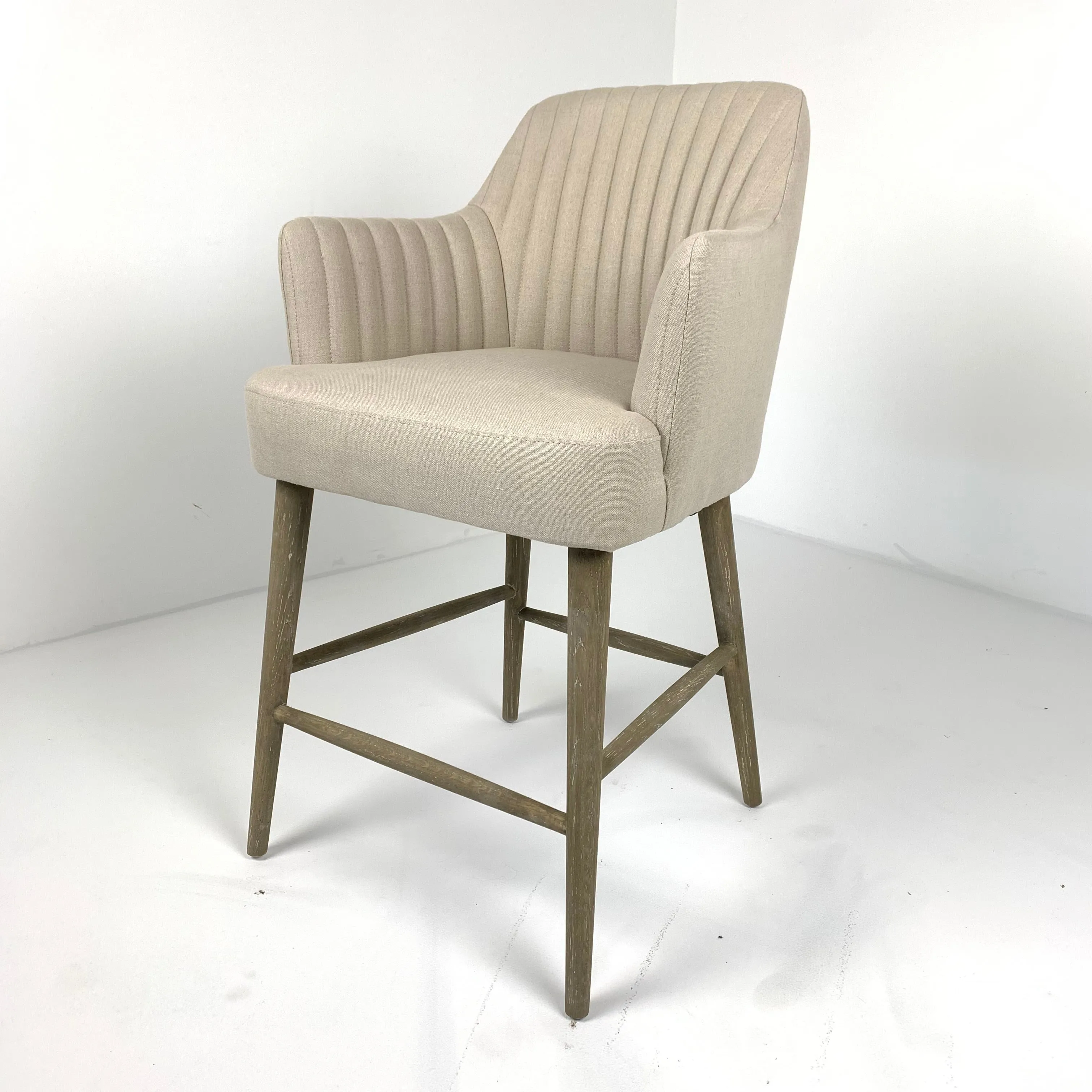 Counter Arm Stool in Ecru Linen