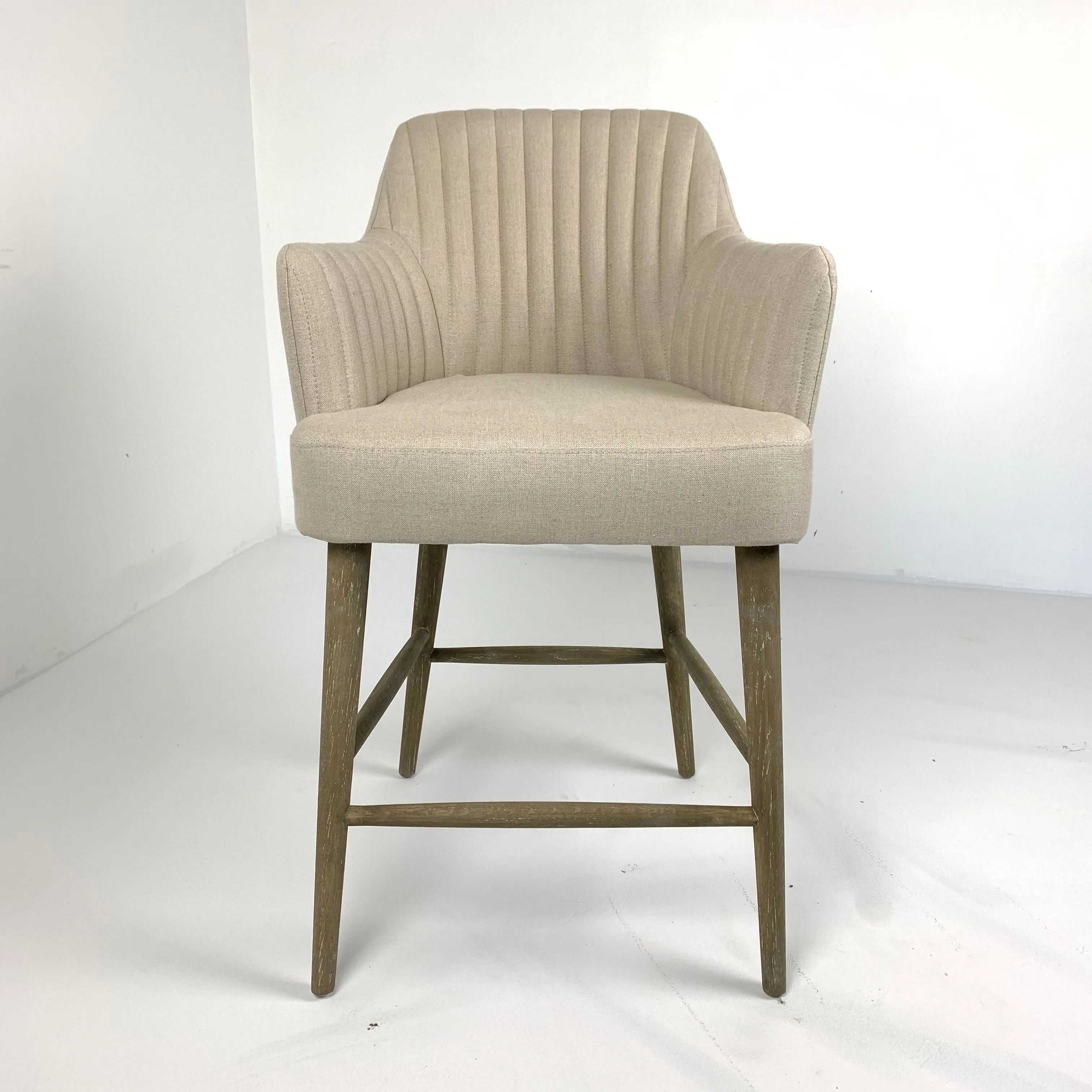 Counter Arm Stool in Ecru Linen