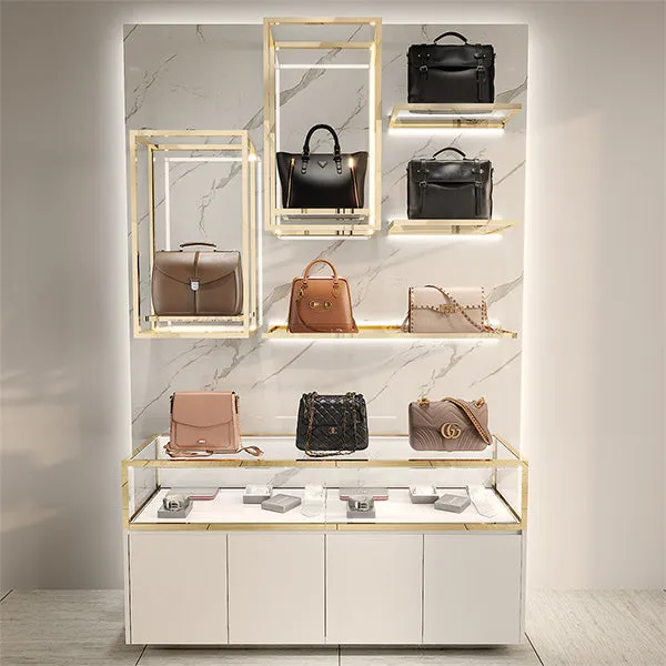 CR059 Wall Mounted Glass Lighted Hangbag Showcase