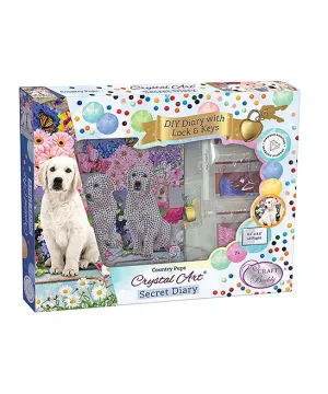 Craft Buddy | Blue & Pink Country Pups Crystal Art Secret Diary Kit