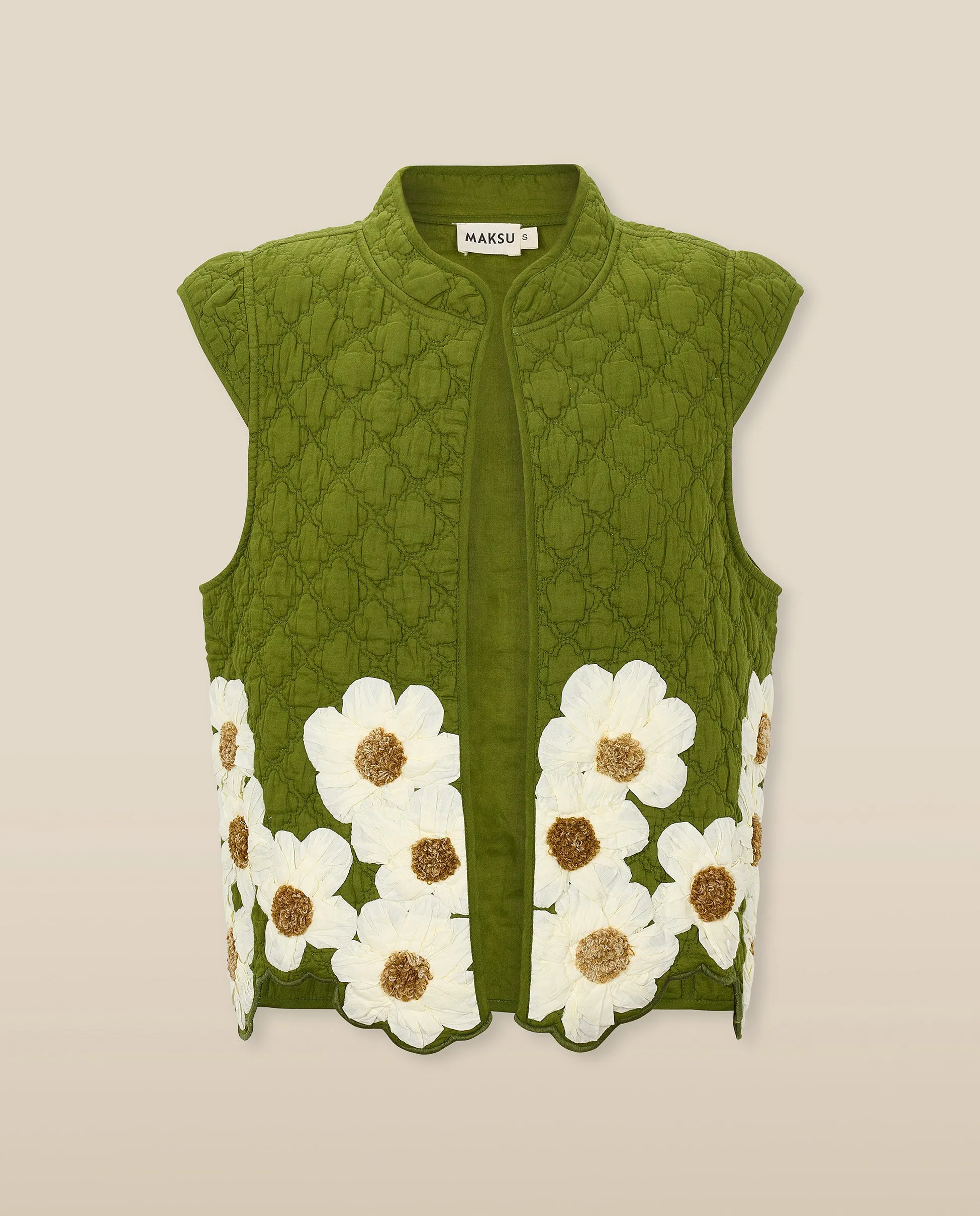 CRISTINA | Green Flower Cotton Vest