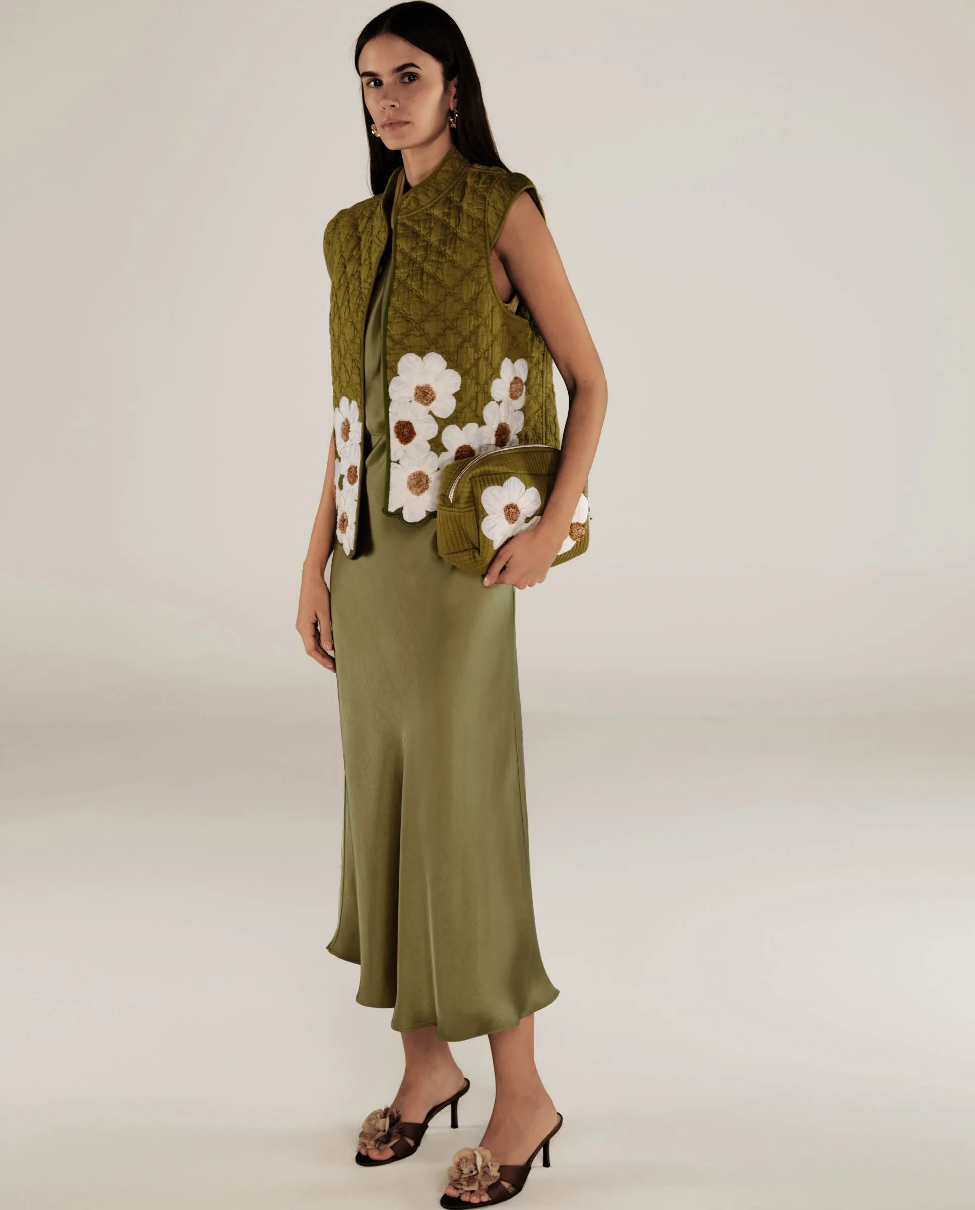 CRISTINA | Green Flower Cotton Vest