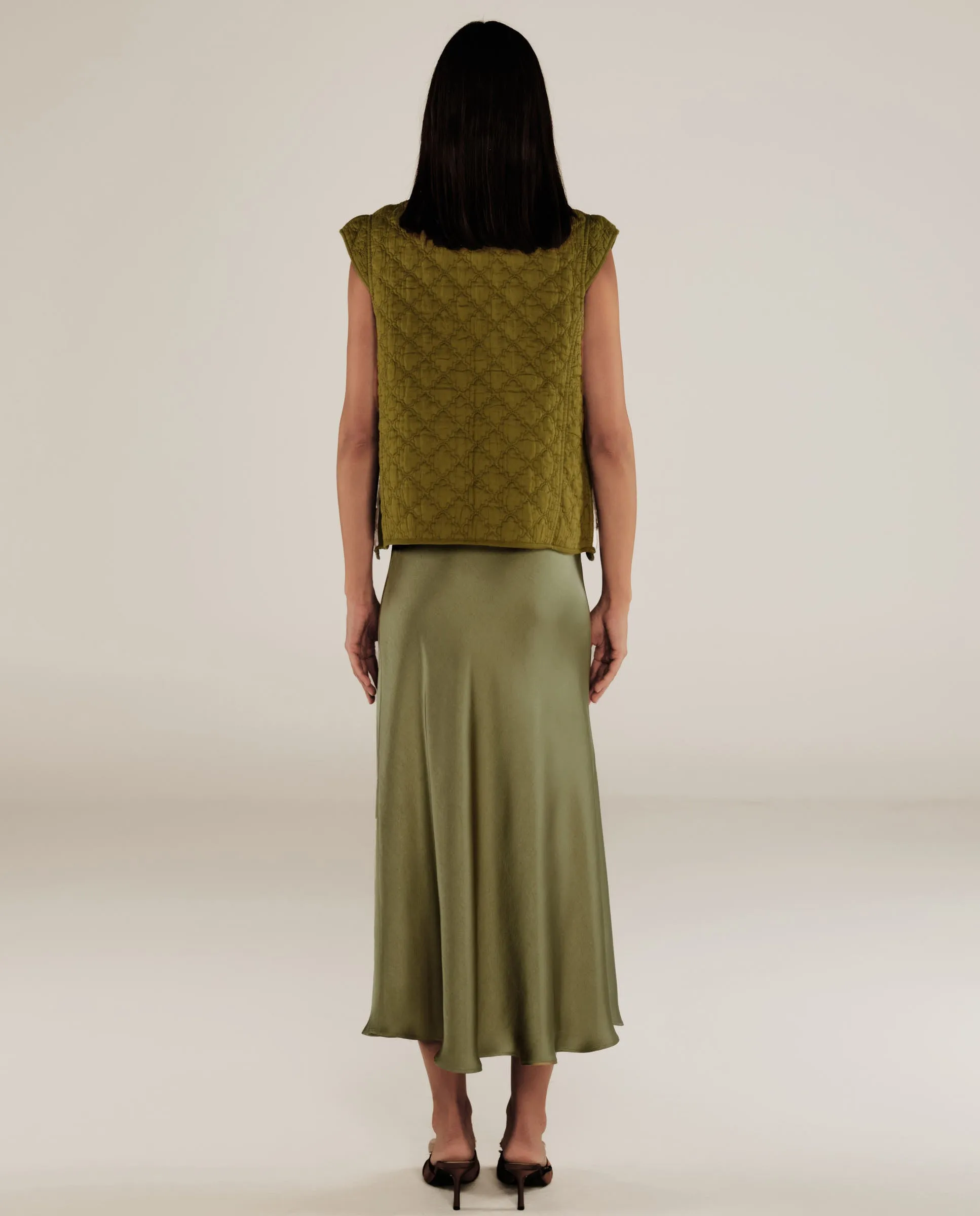 CRISTINA | Green Flower Cotton Vest