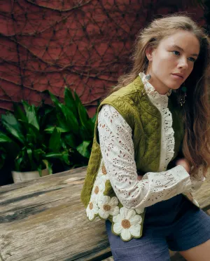 CRISTINA | Green Flower Cotton Vest
