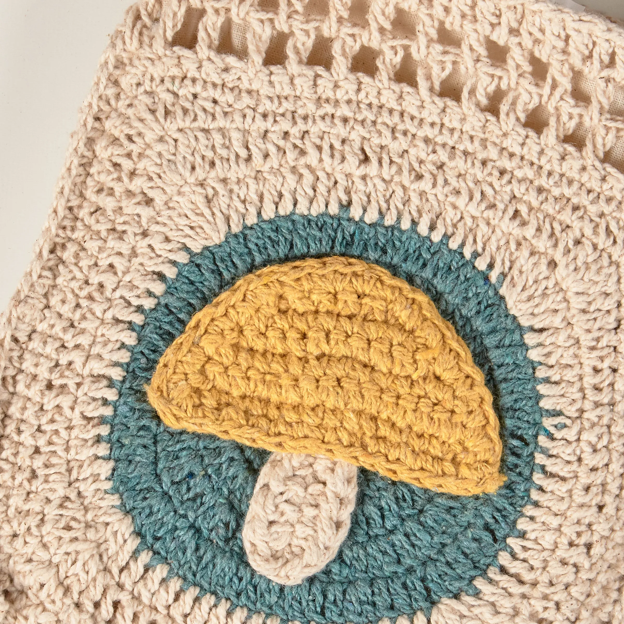 Crochet Mushroom Crossbody Bag | Boho Body Handbag | 8" x 8"